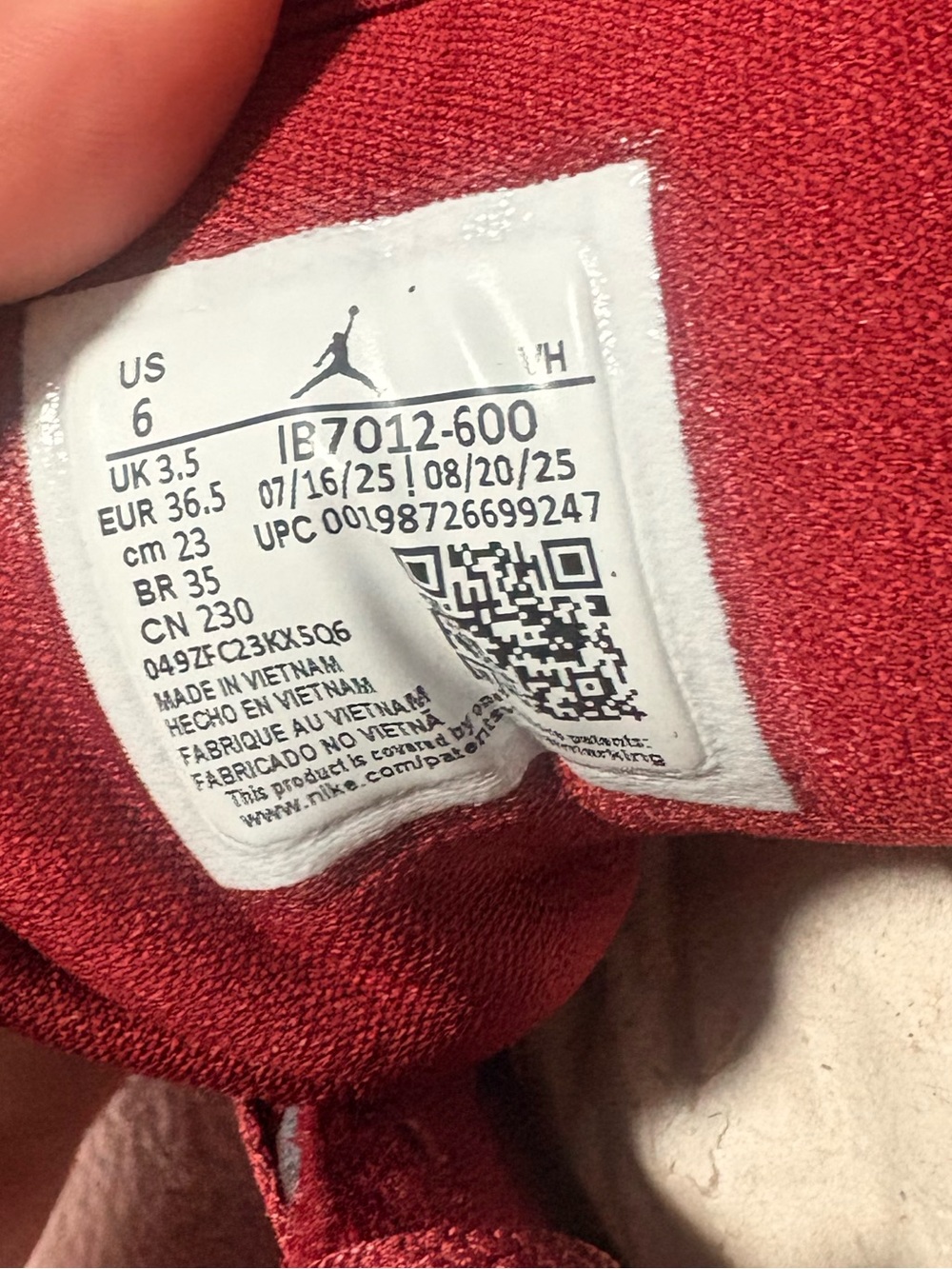Jordan Women's Low-Top Sneaker in Maroon with Bright Red Swoosh - Picture 2 of 9